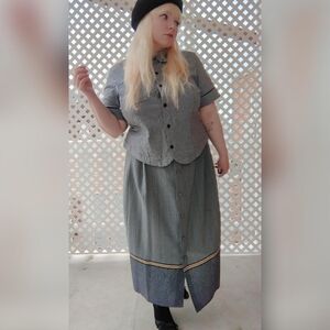 Vintage Versaille Collection Black, Gray, Purple, & Yellow Striped Skirt